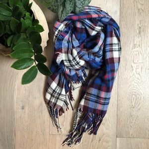 Madewell plaid shirting scarf- blue
